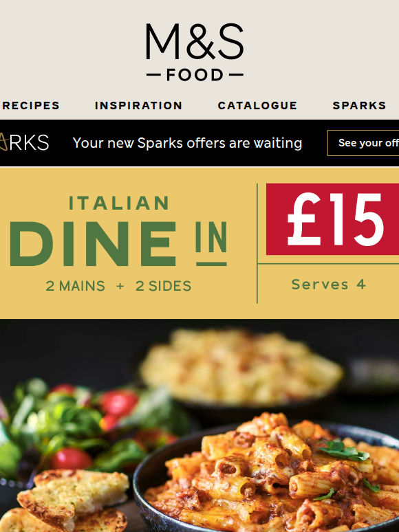 Pasta night sorted: Italian Dine In for £15