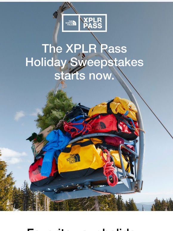 The XPLR Pass Holiday Sweepstakes is on.