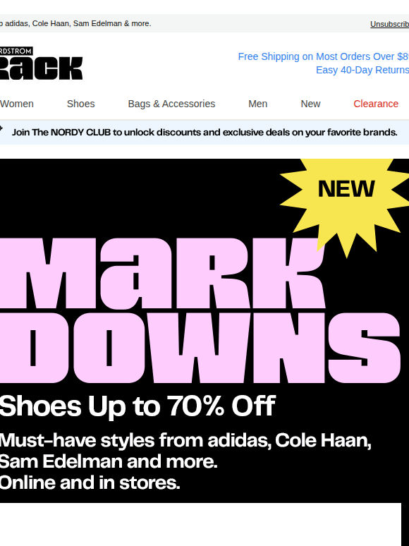 Up to 70% OFF: new shoe markdowns