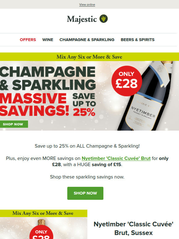 HUGE Savings! Save up to 25% on ALL Champagne & Sparkling