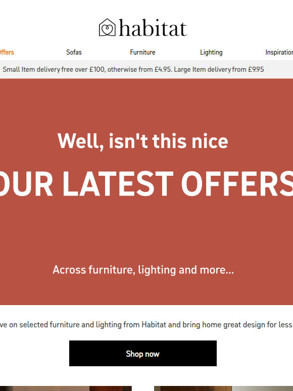 20% off furniture & lighting? Well, isn't this nice