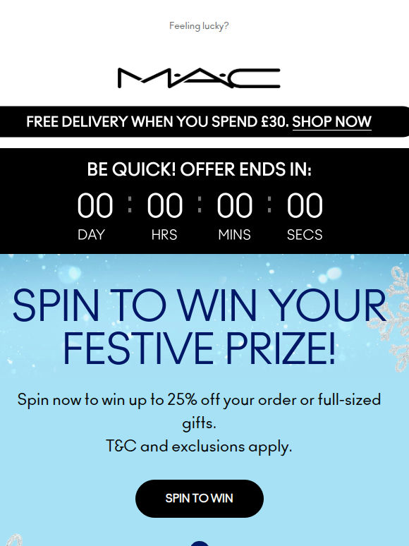 LAST CHANCE! Spin to win a prize ❄️