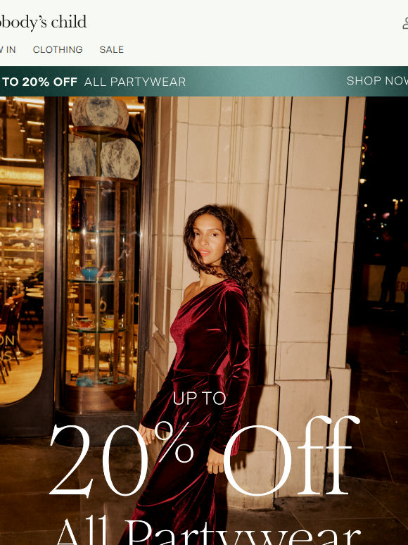 Up to 20% off. Party on.