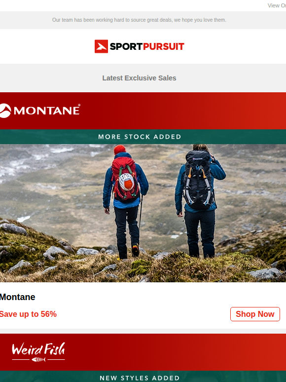 Montane | Weird Fish - New Products | Untrakt - Price Drop | Nutrition | Big Snow Brands | Up to 71% Off!