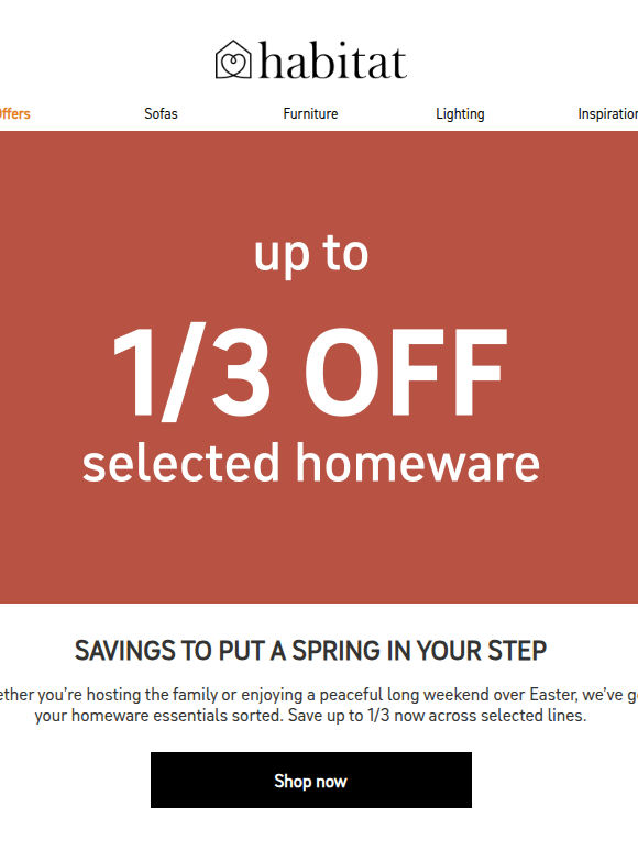 Up to 1/3 of selected homeware