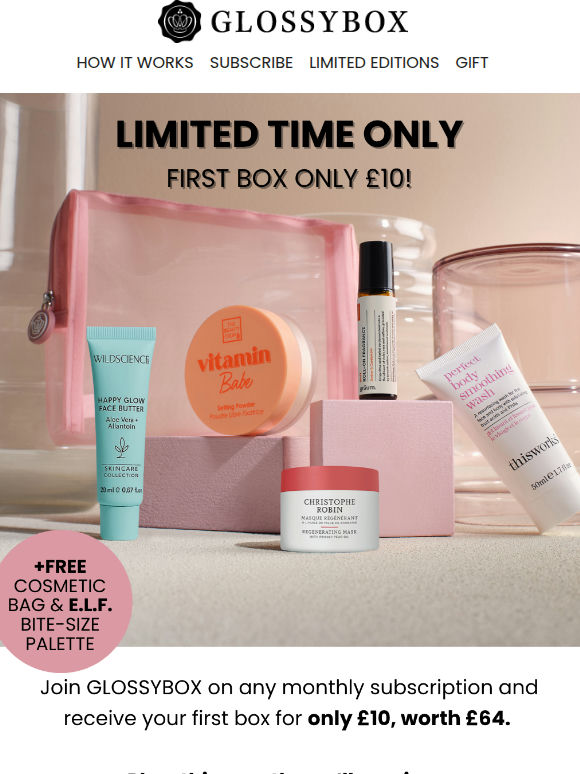 LIMITED TIME ONLY! £10 First Box