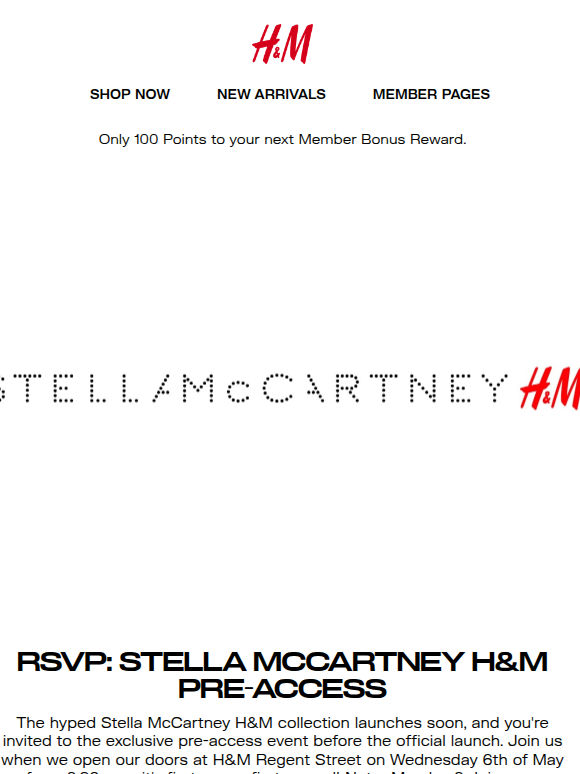Stella McCartney H&M launches soon