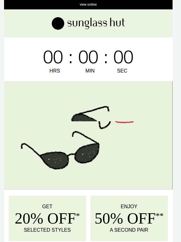 Don't wait!  20% off or 50% off a 2nd pair ends soon