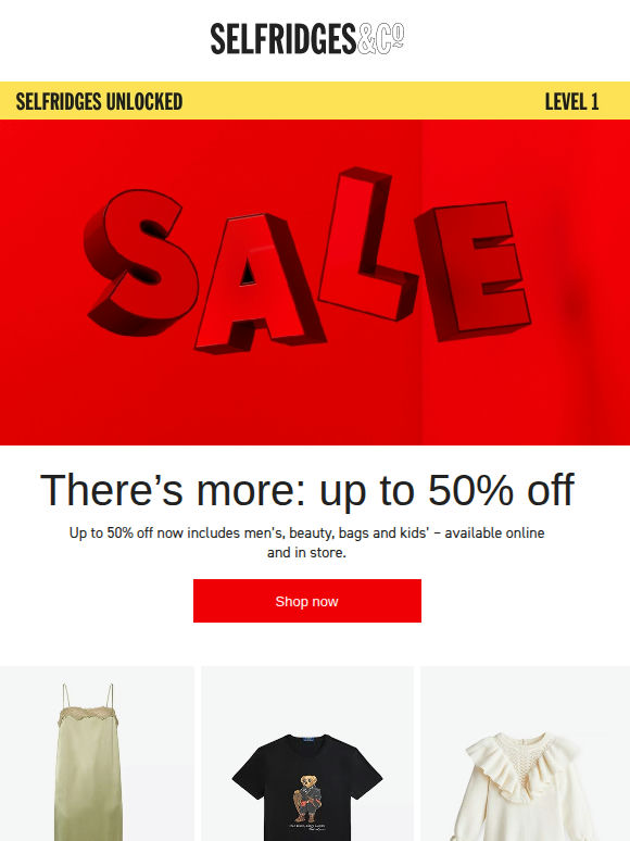 Up to 50% off continues