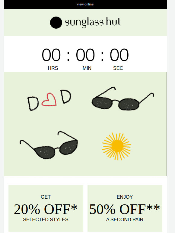 Don't wait! 20% off or 50% off a 2nd pair ends soon!