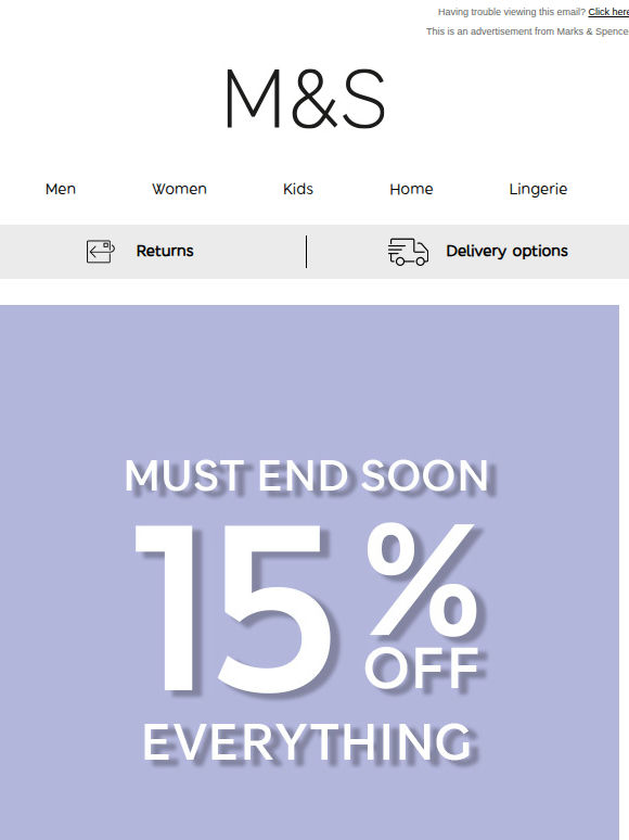 Two days only – take 15% off everything