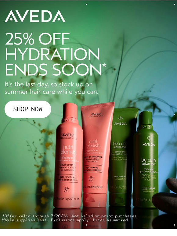 Last chance: 25% off summer hair and body essentials