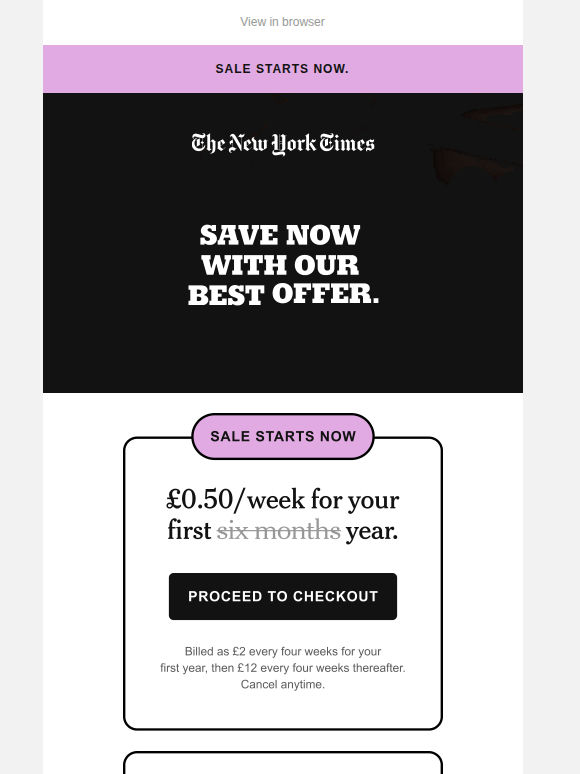 Summer Sale starts now. Save: £0.50 a week.