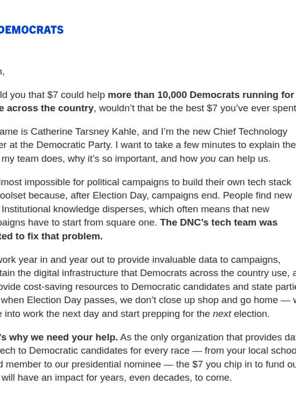 $3 to support 10,000 Democratic candidates