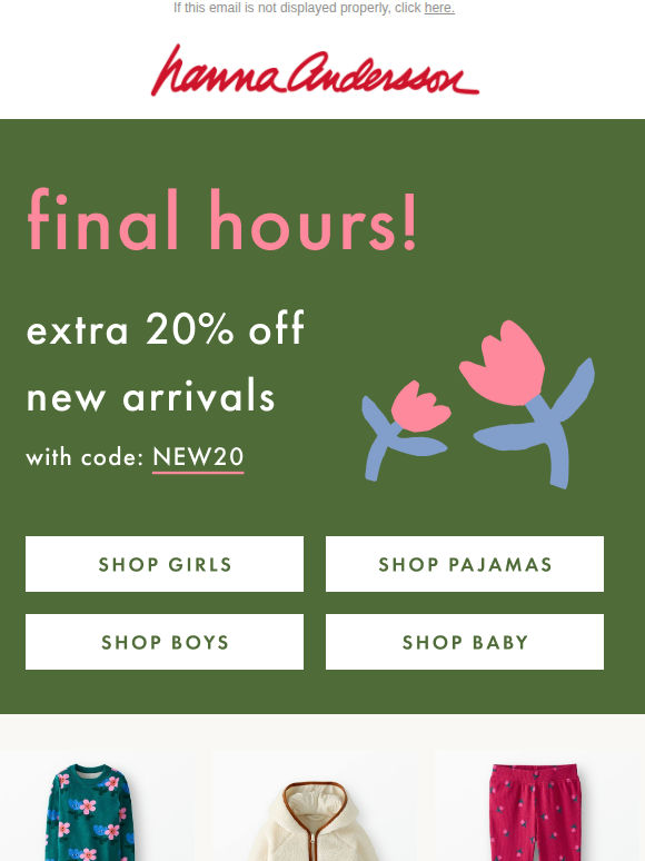 FINAL HOURS 🚨 EXTRA 20% Off New Arrivals