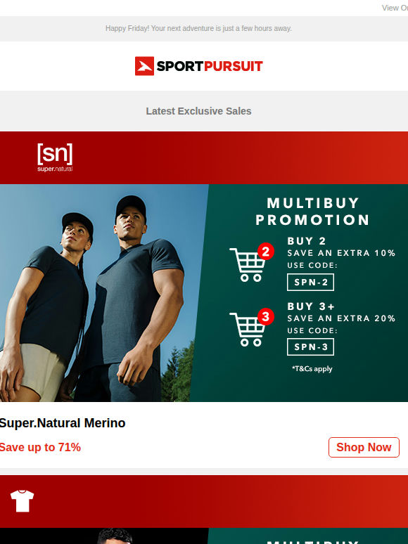 Up to 75% Off: Super.Natural Merino | Sport and Streetstyle Multibuy | Rivelo Cycling | Trending Golf | Hurley