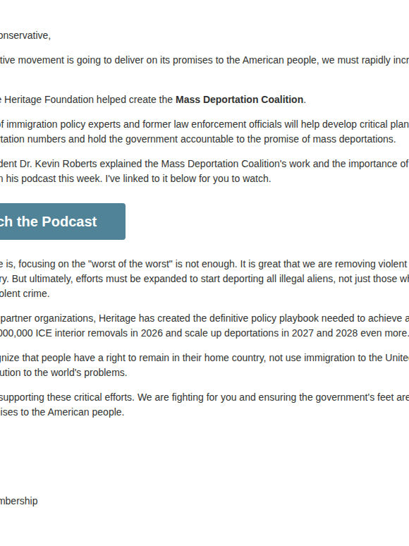Heritage is leading the fight for mass deportations