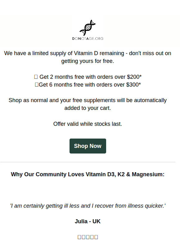 Limited Stock Remaining! Don't Miss Free Vitamin D