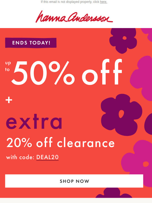 ENDS TODAY 🚨 Up To 50% Off + Extra 20% Off Clearance