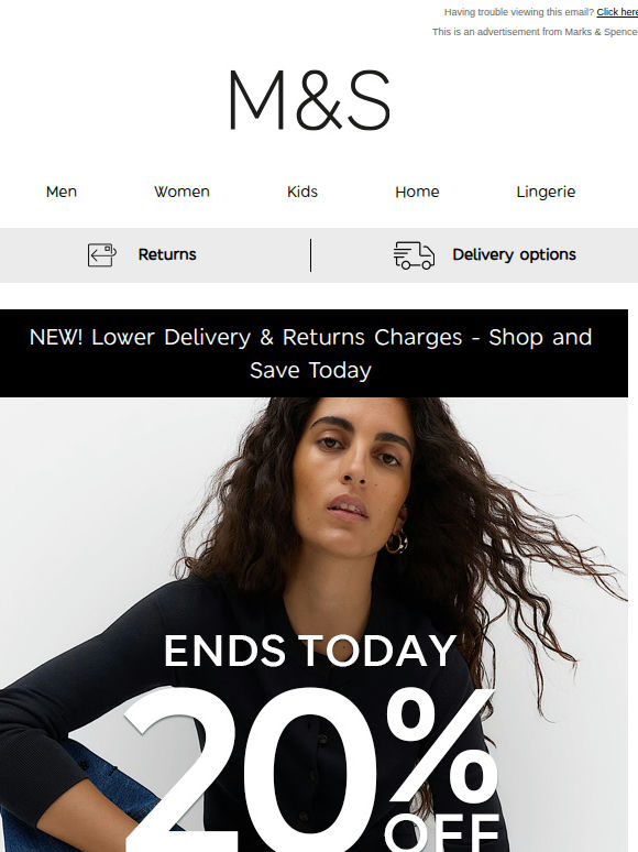 ENDS TODAY 20% OFF