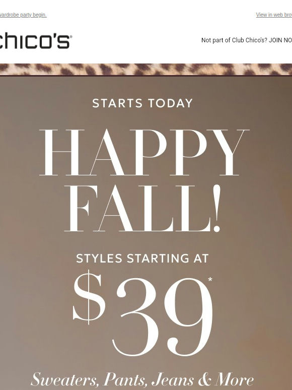 HAPPY FALL! 🍂 $39+ starts today