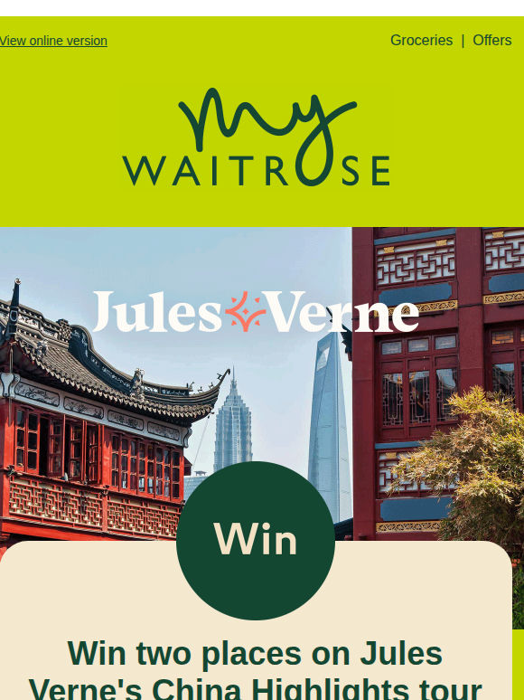 One lucky My Waitrose member could be exploring China in 2027