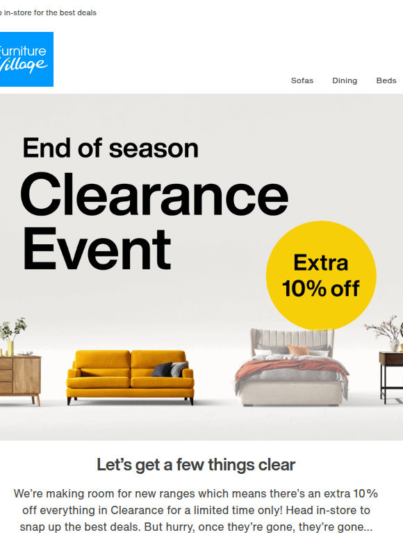 Extra 10% off end-of-season Clearance