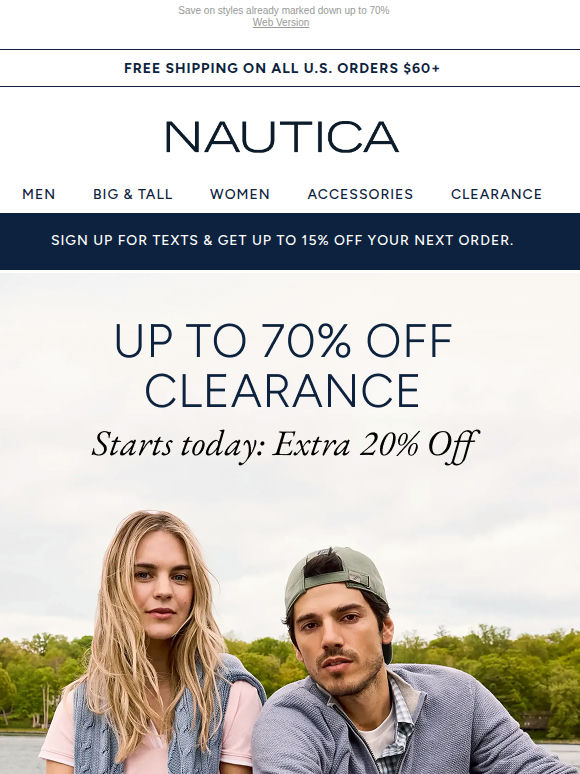 STARTS TODAY! Extra 20% off clearance
