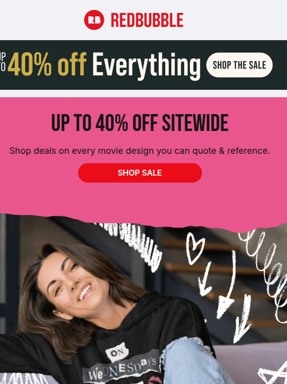 Big sale energy: up to 40% off sitewide 💫