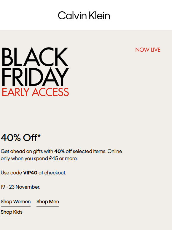 Black Friday Early Access: 40% Off
