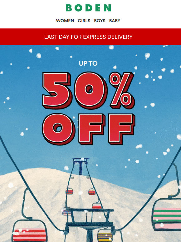 Up to 50% off won't last long