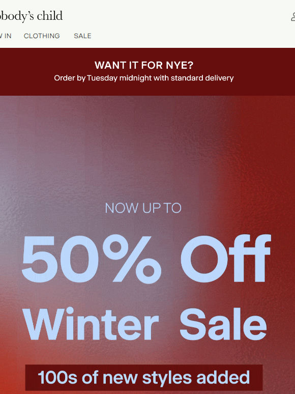 100s of styles up to 50% off