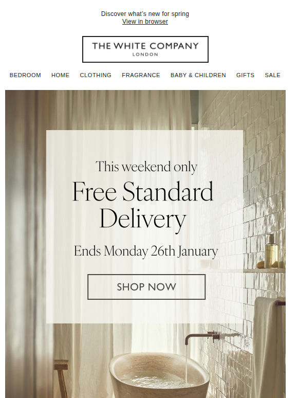 Free standard delivery this weekend