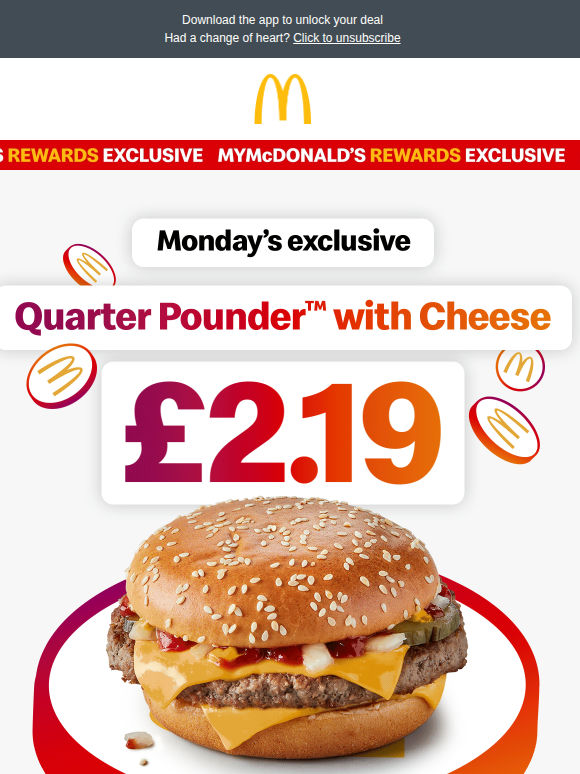 £2.19 Quarter Pounder™ with Cheese 👏 🍔  