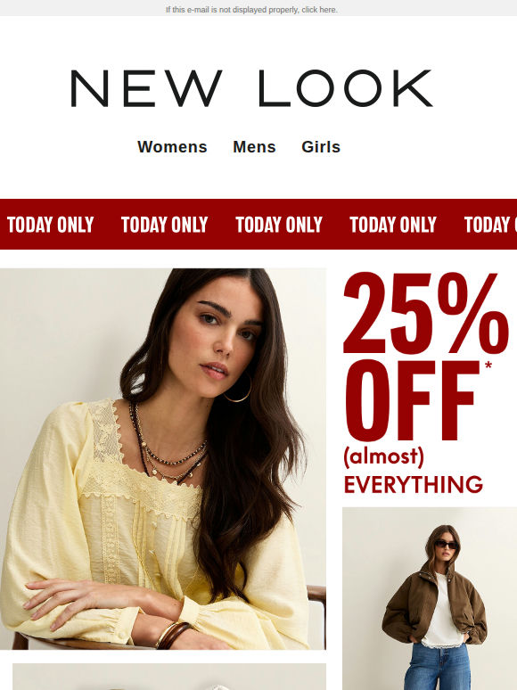 SHE’S BACK: 25% off (almost everything) 