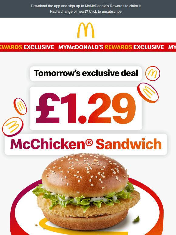 A McChicken® Sandwich for £1.29 🙌 🍔