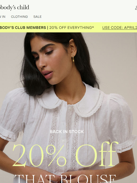 20% off your favourite blouse