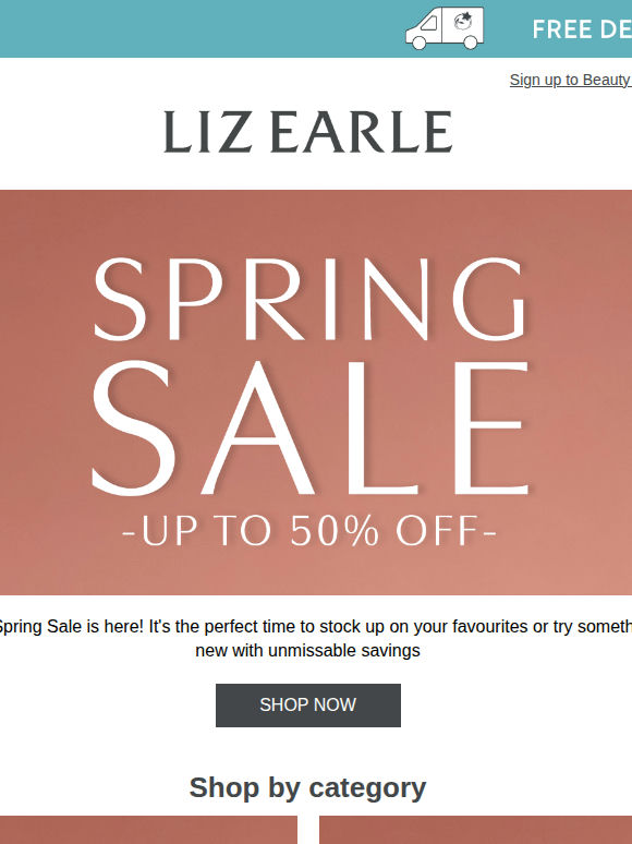 Spring Sale is live! Up to 50% off sitewide 🌸