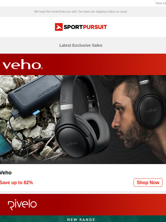 Veho | Rivelo Cycling | O’Neill Sunglasses | Vango | Milo | Up to 82% Off!