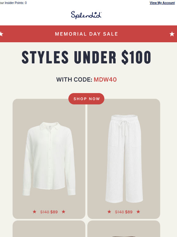Under $100. All Weekend.