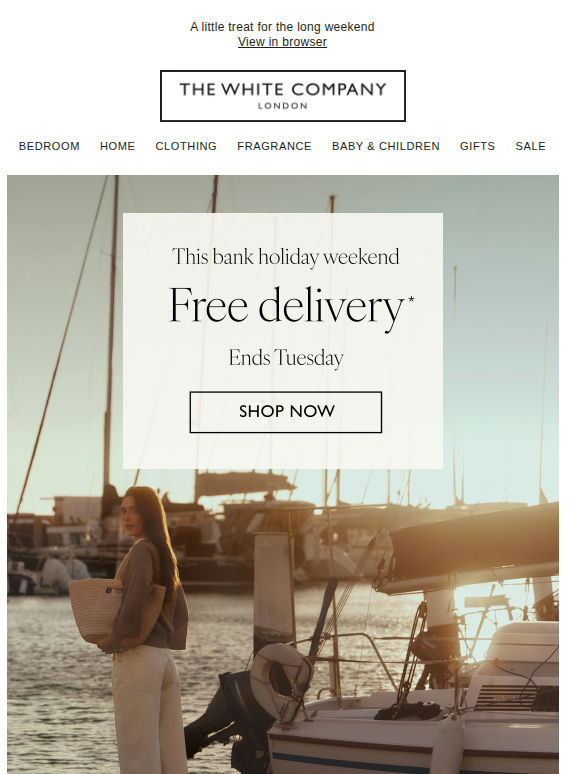 Enjoy free delivery this bank holiday