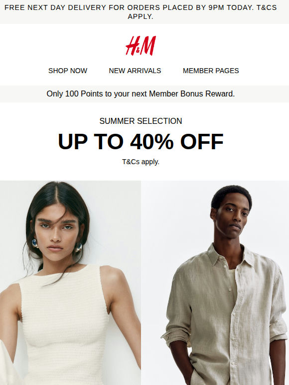 Up to 40% off in-store and online