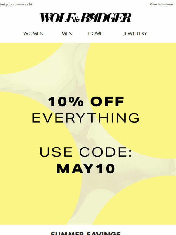 10% OFF EVERYTHING STARTS NOW