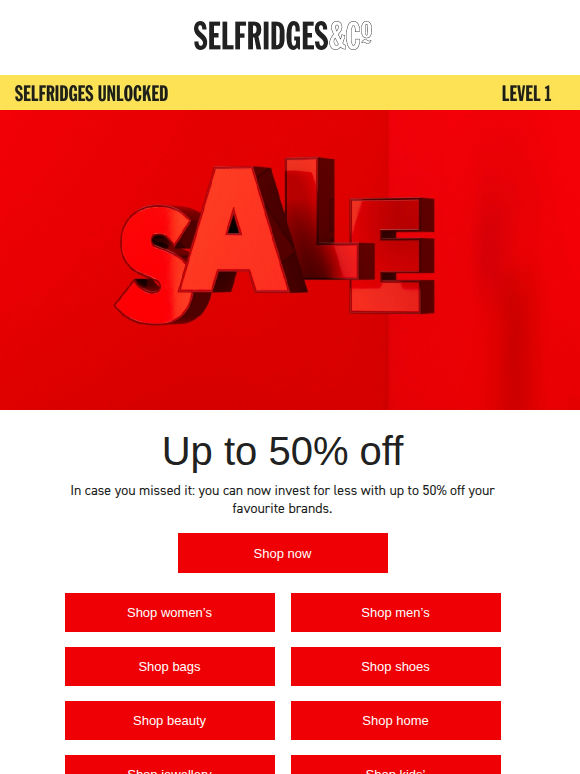 Reminder: up to 50% off