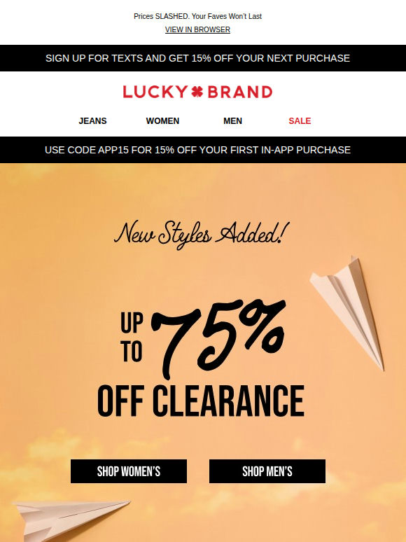 Save Up To 75% Off Clearance Styles