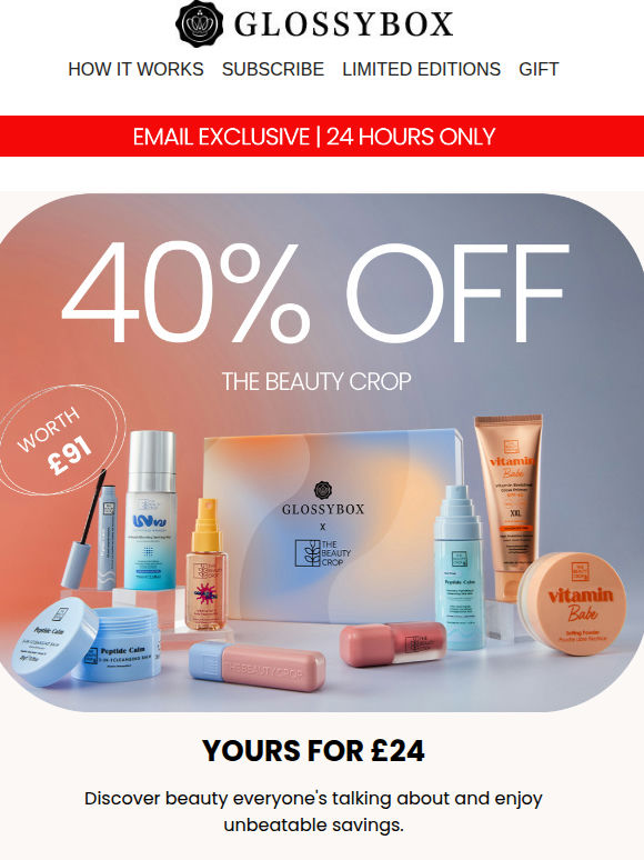 24 HOURS ONLY: 40% The Beauty Crop