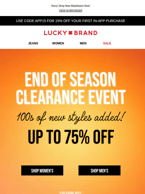 Clearance Styles Up To 75% OFF!