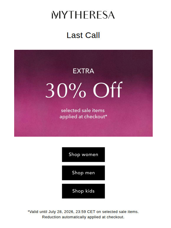 Last call just got better: Extra 30% off selected sale items