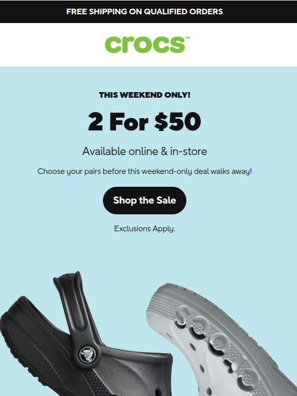 This weekend only! 2 for $50 happening now!
