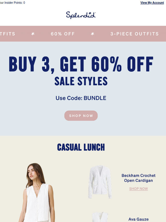 3-Piece Outfits. 60% OFF.